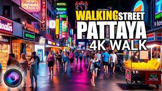  Pattaya Walking Street 4K HDR | Neon Lights, Nightlife & Street Tour in Thailand ‍️