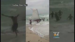 Cuban Migrants, Dog Land On Miami Beach