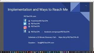 Real Estate Investor Tax Issues with Frank A   REITaxCPA   January 2021 - 5 of 7