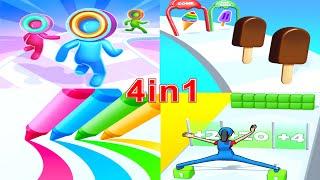 Playing 4 Fun Mobile Games! Layer Man, Ice Cream Stack, Color Pencil Rush 3d & Cargo Skates