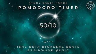 3 HOUR STUDY WITH POMODORO TIMER (50/10) | Chill Beta Binaural Beats Music for Study Exams & Focus