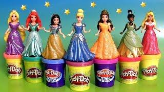 Design a Dress for 7 Princess MagiClip dolls using Play-Doh Sparkle