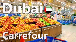 Dubai Carrefour Supermarket Food Prices Walking Tour 4K