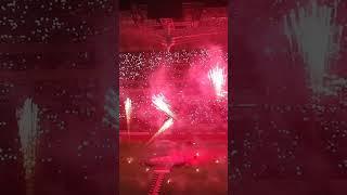 AC/DC fireworks show at the covered roof National Stadium in Warsaw