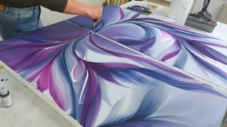 TWO Color DiptychMaking a Matching Purple Abstract Painting After MONTHS Away!