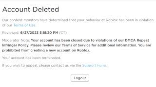 So I Officially Got Banned From Roblox...