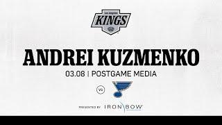 Forward Andrei Kuzmenko | 03.08.25 LA Kings Win over St Louis Blues | Postgame Media