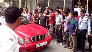 Sourav ganguly in his classy red MERCEDES car in Kolkata