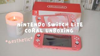 nintendo switch lite coral unboxing  *aesthetic*