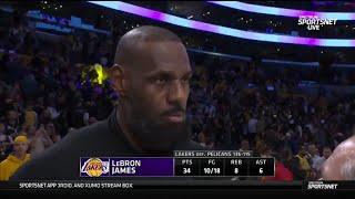 LeBron talks after he and Luka combined 64 Pts as Lakers beat Pelicans 136-115, 7-gm winning streak