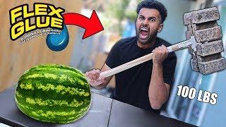 We Built DANGEROUS DIY Weapons Using Only FLEX GLUE!! *100 LBS BRICK THOR'S HAMMER*