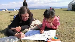 Craft club at Yurt camp Tansuluu. Song-Kul, Kyrgyzstan 2021.