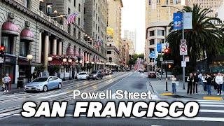 Walking on Powell Street , Downtown San Francisco,CA , sunset walk, San Francisco 4K