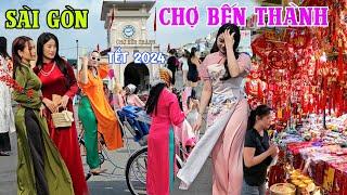 CHỢ BẾN THÀNH gặp dàn "Hot Girl" chụp ảnh Tết 2024 - Hỏi giá chợ nổi tiếng nhất SÀI GÒN