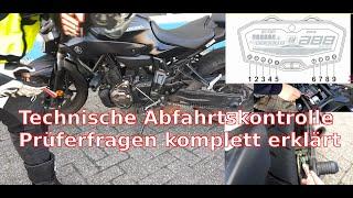 Technische Abfahrtskontrolle, technische Fragen der Fahrprüfung, Yamaha MT07  Motorradführerschein