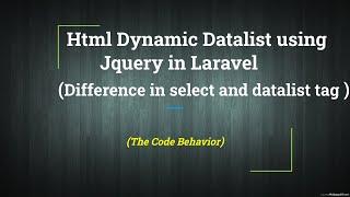 Dynamic Datalist using Jquery html in Laravel || Datalist in HTML || Html Datalist