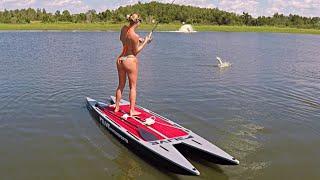 Bikini FISHING!! - Paddleboard fishing for exotic Barramundi fish