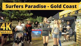 Surfers Paradise, Gold Coast - Australia   Friday Evening Walking Tour 4K