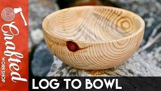 From Firewood Log to Bowl (First Woodturning Project) | Crafted Workshop