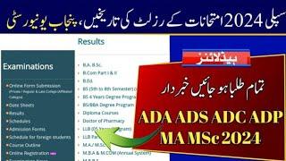 PU Result of Supply Exams 2024 ADA ADS ADC ADP & MA MSc Exams | Punjab University