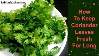 How To Keep Coriander Leaves Fresh For Long | Useful Kitchen Tip by Kabitaskitchen