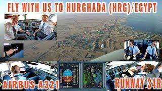 HURGHADA (HRG) | Exclusive cockpit and pilot views of a full approach to runway 34R | Airbus A321