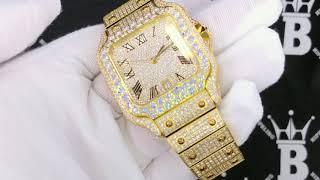 Iced Out Gold Baller Square CZ Steel Bust Down Watch | Bling Bling Wristwear