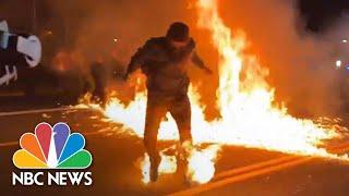 Video Shows Portland Protester Catch Fire During Police Clash | NBC News