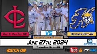 HCTV SPORTS: Hastings Post 47 vs West St. Paul Post 521 | 6.27.24