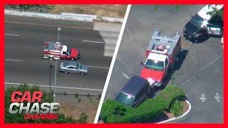 Police chase stolen fire engine, suspect crashes vehicle into parked car | Car Chase Channel