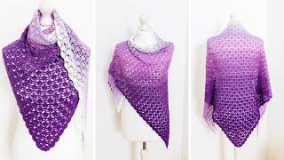 EASY Crochet Shawl Tutorial (RELAXING 2-row repeat, 1 cake of yarn only!)