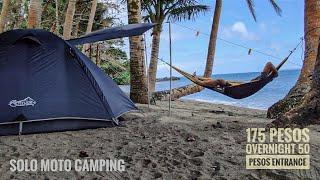 BEACH SOLO MOTO CAMPING / SILENT VLOG / COOKING / EATING / AND RELAXING @ MAUBAN QUEZON