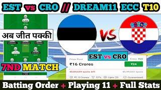 Est vs cro Dream11 || est vs cro Dream11 prediction || est vs cro 7nd Match || est vs cro