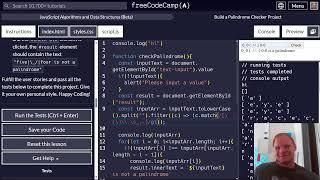 Build a Palindrome Checker Project | FreeCodeCamp