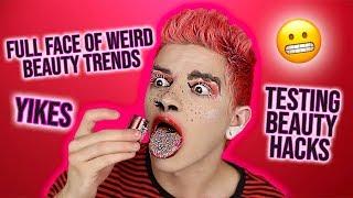FULL FACE OF WEIRD BEAUTY TRENDS | TESTING MAKEUP HACKS | Kevin Rupard