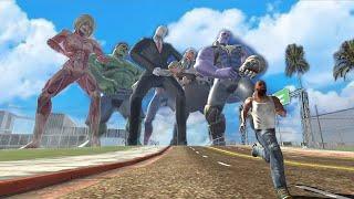 Franklin vs Mr meat vs Hulk vs Slenderman vs Spiderman vs Thanos in Indian Bikes Driving 3D