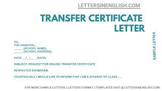 Request letter for transfer certificate to Principal - Write TC Application for Students