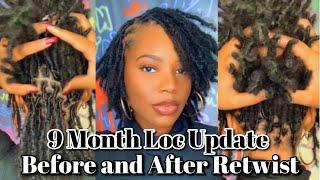 9 MONTH LOC UPDATE| BEFORE & AFTER RETWIST| 4B/4C HAIR