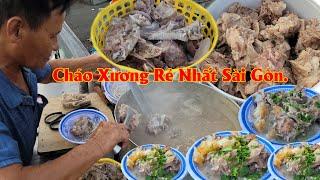 Nồi cháo xương khủng nhất của Sài Gòn chưa thấy nơi nào bán tô cháo 20k nhiều xương đến vậy