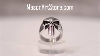 Silver Biker Skull Ring Motorcycle Ring - The Punisher