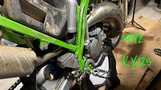 1992 Kawasaki KX125 Dream race bike, starting the teardown