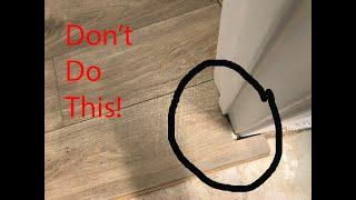 How to install laminate flooring around doors and cabinets.