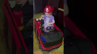 Cutest Firegirl Ever! Ava Suits Up to Drive Her Electric Fire Engine!