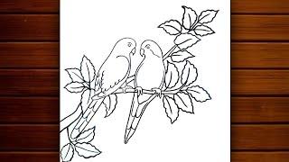 How to Draw Bird Scenery || Easy Bird Scenery Drawing for Beginner's || #scenerydrawing..