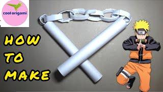 DIY - HOW TO MAKE  NUNCHAKU FROM A4 PAPER - ORIGAMI  NUNCHAKU - DIY COOL ORIGAMI