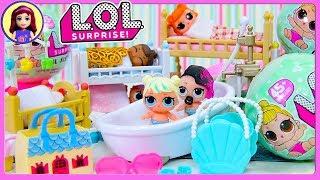 LOL Lil Sister Dolls Wave 2 Bath & Bedtime Surprise Blind Ball Bags Unboxing Play