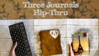 3 Journals Flip-Thru - Upcycled Evening Purse, Leather Cover, French Antique Mini