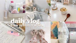 daily vlog  overnight oats, night studying, grwm, waking up at 5 am for a school trip 