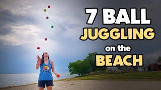 6 and 7 BALL JUGGLING on the beach - #everydaymay