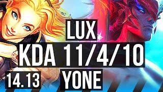 LUX vs YONE (MID) | 68% winrate, 11/4/10, Dominating | NA Master | 14.13